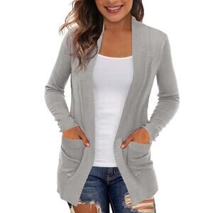 NWT REDHOTYPE Women’s Lightweight Open Front Cardigan with Pocket - Light Gray M
